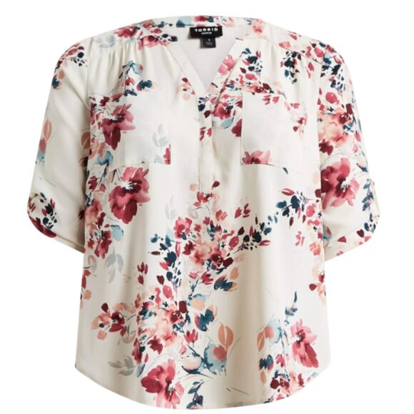Torrid Harper 3/4 Sleeve Pullover Blouse in Pretty Artsy Floral Print Size 3 - Picture 9 of 9